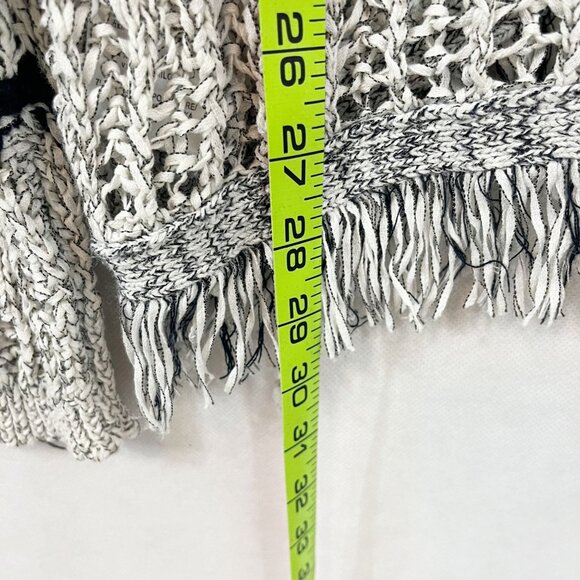 Velvet Graham & Spencer White & Black Open Knit Fringe Pullover Sweater SMALL - Picture 7 of 7